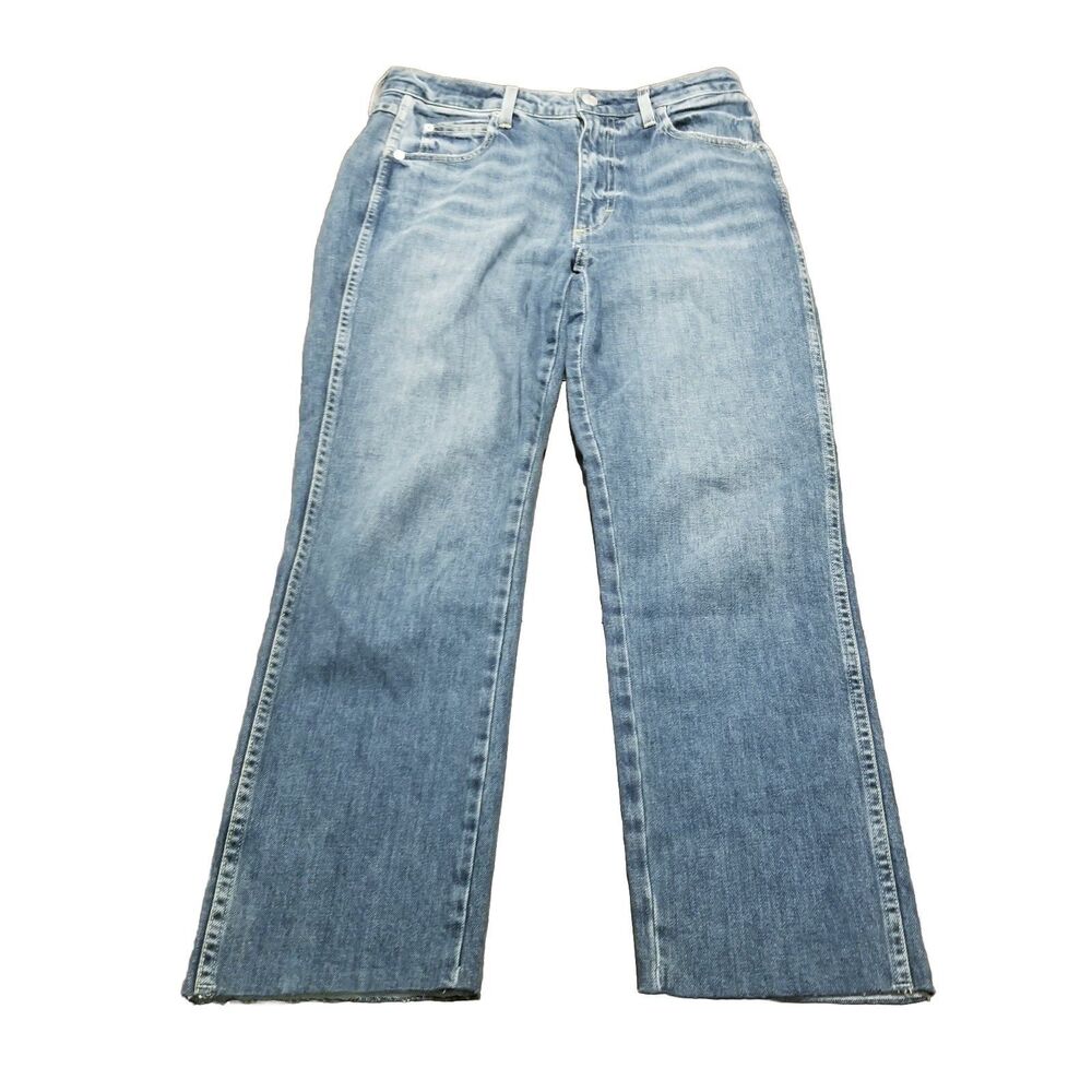 AMO Jeans Women's 30 Chloe Crop Kismet Blue Faded Raw Hem Stretch Denim (31x27)